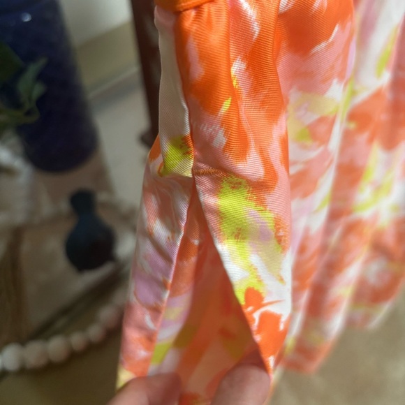 JOAN RIVERS RED CARPET COLLECTION ORANGE FLORAL PLEATED FULL CIRCLE SKIRT SZ S-M - Picture 6 of 9